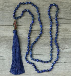 Edothalia mode 6mm8mm lapis lazuli sten pärlor halsband kvinnor flickor nepal tassels hänge 108 mala halsband bijoux gåva j19075428731