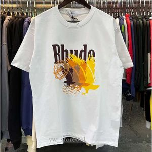 Rhude Designer T Shirt Mens Tシャツ贅沢なブランドRhude Shirt Polo Loose Breateable Breatic Grapic Printed Cooth Curage Cotton Rhude Shirts High Quality Tops 3547