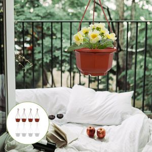 Vases 8 Sets Plastic Hanging Basket Flower Pot Outdoor Plant Green Dill For Home Abs Planter Indoor Garden Baskets Plants