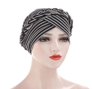 Beanieskull Caps Muslimska kvinnor Silk Braid Pre -bundna Turban Hat Headscarf Cancer Chemo Beanie Cap Headwear Head Wrap Hair Accessorie6236519