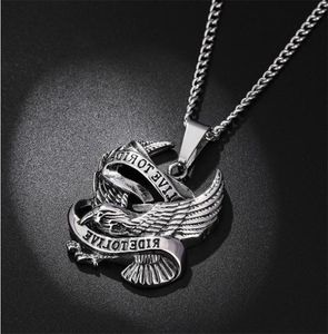 Punk Style Male Rider Eagle Halsband Pendant Ride To Live Retro With Whip Chain Men Woman Fashion Jewelry Gifts Neckor7132771