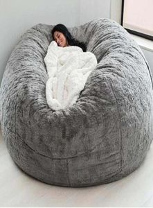 Stol täcker 135150 cm jätte päls bönpåse täcker stor rund mjuk flux faux beanbag lat soofachair5776361