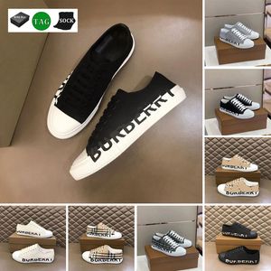 Vintage Print Check Sneakers Designer Casual Shoe Men Two-Tone Cotton Gabardine Flats Shoe Printed Lettering Plaid Calfskin Canvas Trainers 35-41