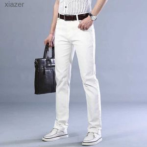 Men's Jeans Classic Style Mens Black Jeans Fashion Casual Business Straight Stretch Denim Trousers Male Brand Pants White KhakiWX