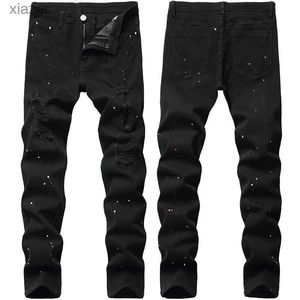 Herren Jeans Jeans Jeans mit Gummibandlöchern für schwarze Design Spitzenhosen Herren Neue Four Seasons Plus Sizewx geeignet