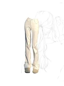 Jeans feminino Feminino Branco Y2K Vintage Baggy Wide perna Jean Pants Cantura Alta Mã
