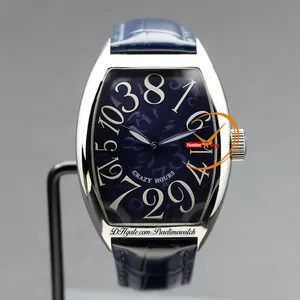 Curvex Pamiętaj 8880CH CARZY GODZINY A21J Automatyczne męskie zegarek stalowy niebieski teksturowanie białe numery skórzane paski Jumping Hand RelOJ hombre puretimeWatch Ptfm