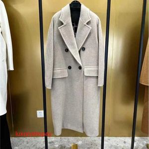 Maxmaras Womens Wrap Coat Coat Clats Clats Plush Woolen New Woolen Solid Polo Collar Long Long Lenge RJ28