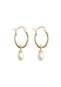 Hoop Huggie 1Pair 18K Gold 135mm Söt Real925 Sterling Silver Shell Pearl Loop Circle Earring Earbone Fiercied Charms CF28297621945