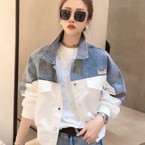 Blue Spring Autumn Female Jeans Coat Patchwork Womens Denim Jackets Original on Sale Arrivals Vintage Trend Outerwears 240416