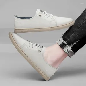 Scarpe casual di alta qualità da uomo in pelle genuina luce bianca traspirante classico calzature maschili con sneaker