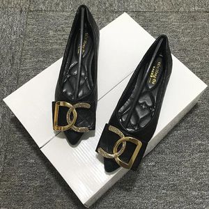 Casual Shoes Shallow Mouth Metal Decorative Single Pointed Flat Comfort Loafers Soft Soled Ballet Luxury Women's