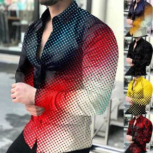 Men's T Shirts Men's Spring and Autumn New Casual Fashion Men's Long sleeved 3D Digital Printed Shirt Large Shirt Man Tees Polos tops