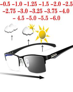Sun Pochromic Myopia Eyeglasses Men Finished Chameleon Lens Prescription Glasses Half Metal Frame 05 075 10 2 To 62894214