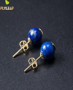 Stud 925 Sterling Silver Lapis Lazuli Earrings For Women Chinese Retro Style Lady Handmade Vintage Jewelry Flyleaf8884477