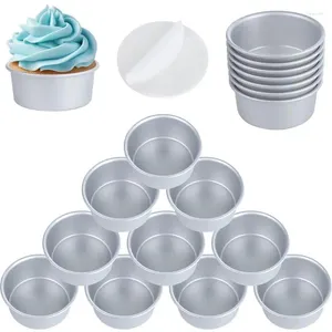 Plates 18Pcs 4-Inch Round Cake Molds With 100PCS Baking Papers Aluminum Alloy Moulding Pans For Chiffon