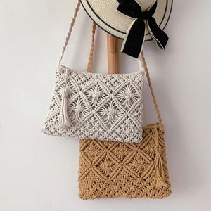 Women Woven Hollow Out Shoulder Bags Straw Summer Crossbody Beach Fashion Travel Handbag Female Multifunctional Messenger Bags 240422