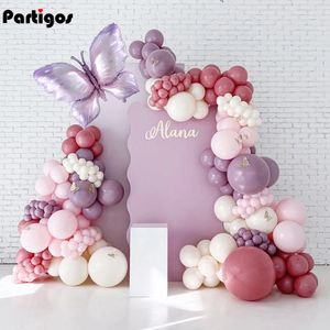 146pcs retro fioletowy motyl balon girland arch arch