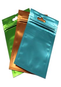 Front Clear Plastic Back Matte Färgglada aluminiumfolie Bag Package Bag smycken Craft Gifts Mylar förvaring Pouch Hang Hole7938815