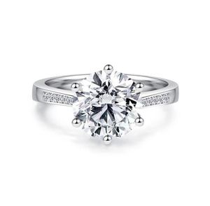 Pierścienie klastra Lesf Luksusowy 4 ct Solitaire INEGAMENTUR CUT 6 PRONG sona Diamond 925 Srebrna obrączka dla kobiet7595960