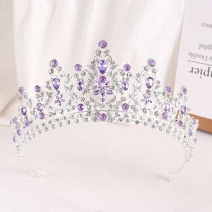 Tiaras 8 Colors Baroque Bridal Purple Crystal Tiara Crown For Women Girls Wedding Party Queen Rhinestone Hair Dress Accessories