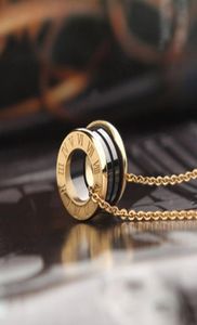 Классические женщины роскошные дизайнерские ожерелье Черное белое римское цифровое керамическое кружок подвесной золотой цепь мужская ожерелье из нержавеющей стали J2679297