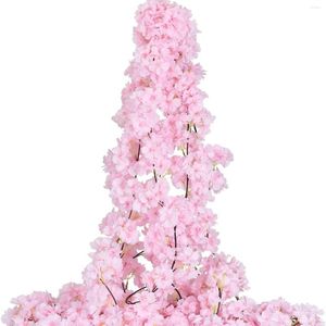 Decorative Flowers 1.8M 135 Head Artificial Cherry Blossom Rattan Hanging Vine Garland For Home Garden Wedding Party Decor