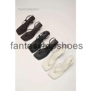 Row Shoes Shoes Tr French with Leather Toe Clip Square Kitten Heel Back empty 2022夏のミドルヒールASJ1