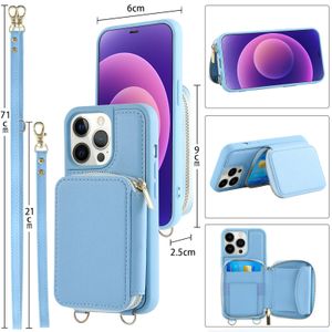 Cross Body Phone Case med kortinsättning Zero plånbok Anti Drop Phone Protective Case Card Bag Wallet Style Protective Leather Case med dragkedja för iPhone 14 15 Pro Max