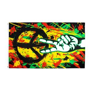 Rasta Peace Grafitti Flag Whate 3x5ft Factory 100 Polyester для украшения 6398869