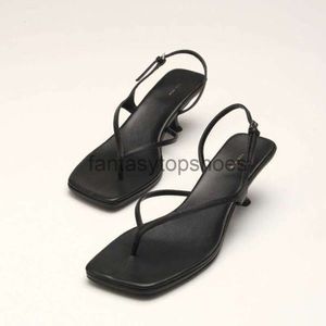 Обувь Sandals Sandals French Word с кожаным носком квадратный котенок каблук с пустым средним каблуком