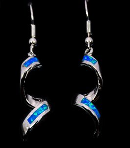 Whole Retail Fashion Blue Fine Fire Opal Spiral Earrings 925 Sliver Jewelry EF170831057132040