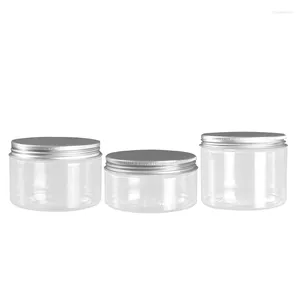 Aufbewahrung Flaschen klarer Haustier Kunststoff Jar 4oz 5oz 100g120g150g200g250g Aluminium Deckel Kosmetische Verpackung leerer transparenter Gesichtscremesbehälter