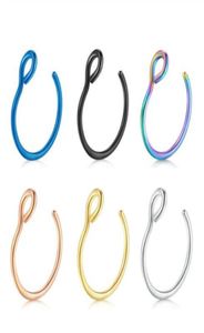 Nose Ring 20G Stainless Steel Piercing Body Jewelry 8mm Fake Nose Rings Hoop Faux Lip Septum Ring Set 6 colors4529924