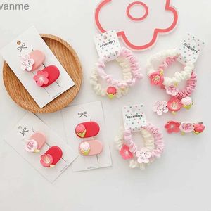 Hair Accessories New Cute and Cute Girl Pink Flower Childrens Hair Childrens Head Wearing Baby Hair Clip Wearing Elastic Hair Band Girl Accessories WX