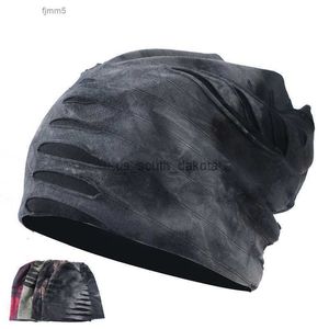 Gorro/caveira tampa retrô tizet tie hip hop hole hole gaiolas mola knit chapéu mens Skullies gradiente coloras harajuku lenço de esqui na cabeceira de esqui l0825