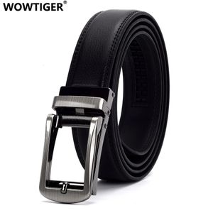 WOWTIGER High Quality ratchet Automatic Buckle black Genuine Real Cow Leather Belts for Men male strap mens Belt Width3.0 cm 240415