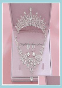 Andra hårsmycken bling set kronor halsband örhängen legering kristall paljett brud aessory tiaras headpieces droppleverans 20217611909