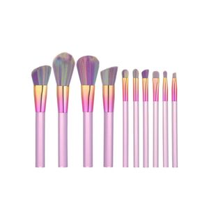 Makeup Brushes 10 PCS Professional Makeup Brush Set Synthetic Foundation Eyeshadow Brush Light Green Transparent Handtag Borstes5000339