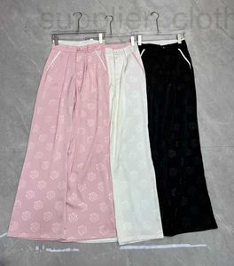 Calças femininas Capris Designer 2024 Xiaoxiangfeng acético Suje de ácido com estampa escura Contraste de cor casual pernas largas verão versátil long uvnb