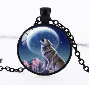 2017 DIY Men DIY Glass Wolf Choker Jewelry Viking Wolfish Glass Po Cabochon Chain Halsband Silver Vintage Horse Art Pendant Acc8819243