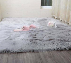 Simanfei Hairy Carpets New Sheepskin Plain Fur Skin Fluffy Bedroom Faux Mats Washable Artificial Textile Area Square Rugs7856821