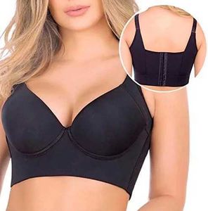 Bras hexin dp cup bh push up behå för kvinnor plus storlek dölj införlivad full rygg täckning underkläder rygg fett shaper behå 34-50 y240426