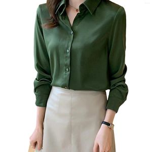 Женские блузки атласные рубашки для женщин глянцевая текстура ткани винтажная рубашка блузки в стиле подходящая офисная встреча