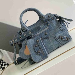 BALENCIG BALENCAIIGA BAGS BALENCIG Kobiety prawdziwa torba Najwyższa jakość B Neo Cagole City torebka dżinsowa motocykl luksusowe projektanci kowboja crossbody portfel