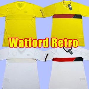 Watfordes Mens Retro Soccer Jerseys Национальная команда Дом Желтый Выездные Рубашки из белых футбольных рубашек с коротким рукавом 1985 1988 1986 1987