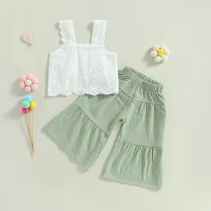 Kleidungssets Kinder Kleinkind Baby Girl Frühlingssommer Outfits Gurthemden Spitze Crop Top Hosen 2pcs Kleidung Set Set