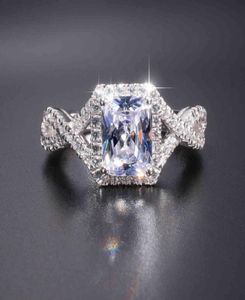 Sólido sólido 100 925 anéis de prata esterlina para mulheres de luxo de luxo 5ct anel de casamento de noivado de diamante três estilos jóias4169966