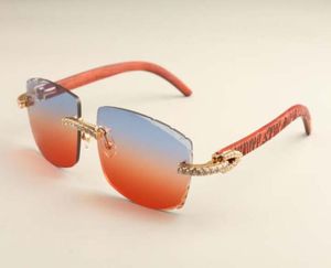 Новые солнцезащитные очки роскошной моды Diamond Ultra Light T35240157 Маленькая рама Натуральные резные деревянные солнцезащитные очки.