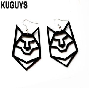 New styles of acrylic jewelry and black and white Wolf big Earrings for women in hip hip rock suspension earrings6647539